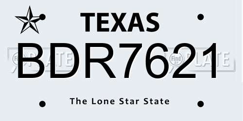 BDR7621 Texas License Plate