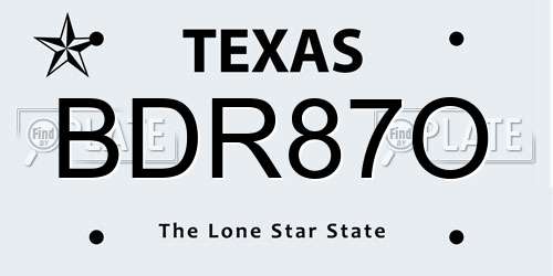 BDR87O Texas License Plate