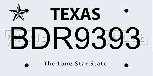 BDR9393 Texas License Plate