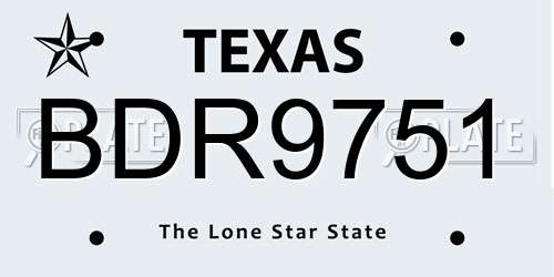 BDR9751 Texas License Plate