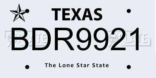 BDR9921 Texas License Plate