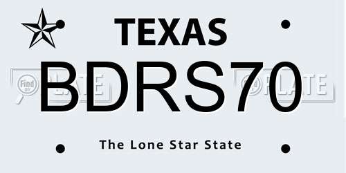 BDRS70 Texas License Plate