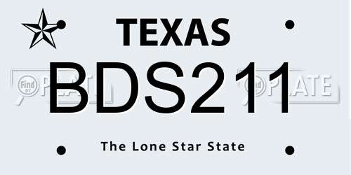 BDS211 Texas License Plate