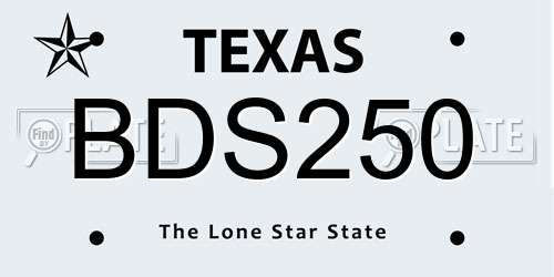 BDS250 Texas License Plate