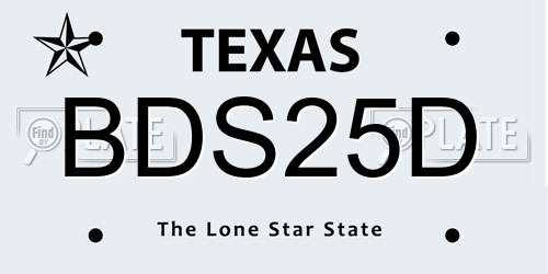 BDS25D Texas License Plate