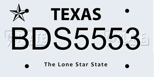 BDS5553 Texas License Plate