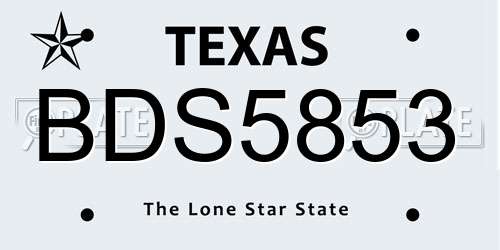 BDS5853 Texas License Plate