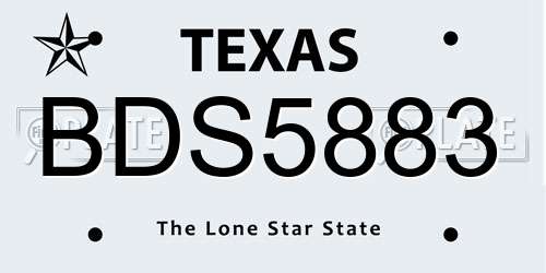 BDS5883 Texas License Plate