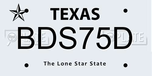 BDS75D Texas License Plate
