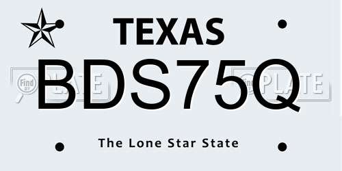BDS75Q Texas License Plate