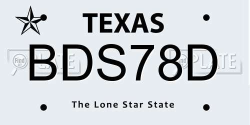 BDS78D Texas License Plate