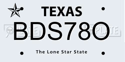 BDS78O Texas License Plate