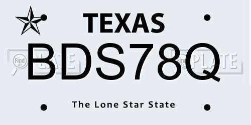 BDS78Q Texas License Plate