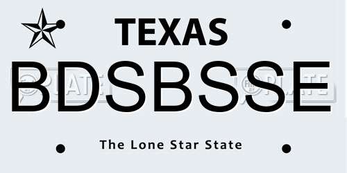 BDSBSSE Texas License Plate