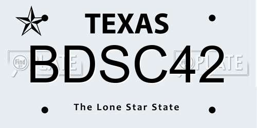 BDSC42 Texas License Plate