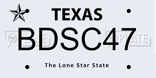 BDSC47 Texas License Plate