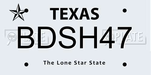 BDSH47 Texas License Plate