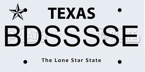BDSSSSE Texas License Plate
