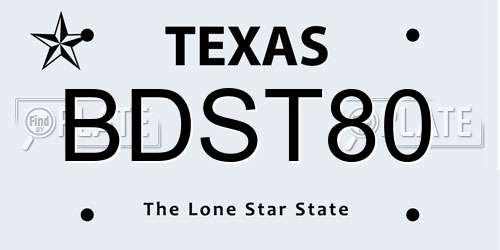BDST80 Texas License Plate
