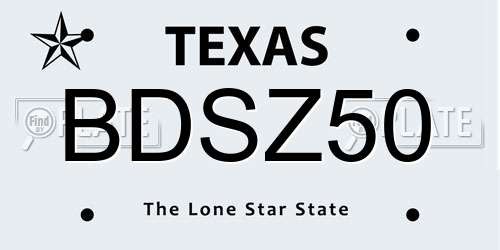 BDSZ50 Texas License Plate