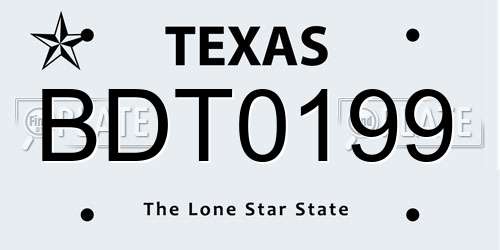 BDT0199 Texas License Plate
