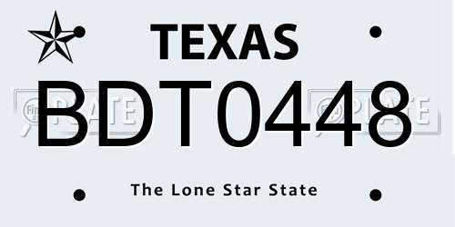 BDT0448 Texas License Plate