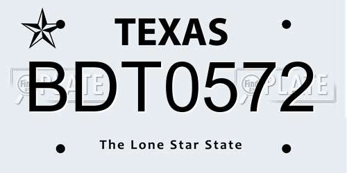 BDT0572 Texas License Plate