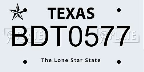 BDT0577 Texas License Plate