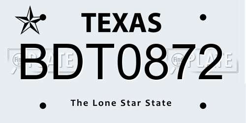 BDT0872 Texas License Plate