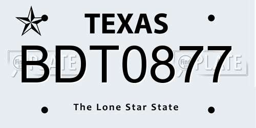 BDT0877 Texas License Plate