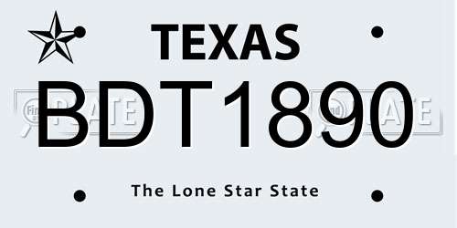 BDT1890 Texas License Plate