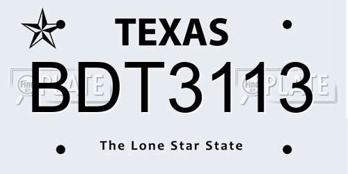 BDT3113 Texas License Plate