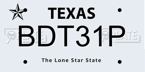BDT31P Texas License Plate