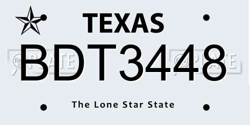 BDT3448 Texas License Plate