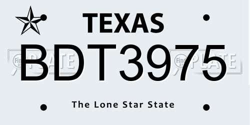 BDT3975 Texas License Plate