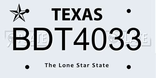 BDT4033 Texas License Plate