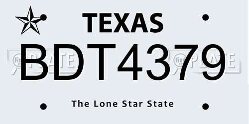 BDT4379 Texas License Plate