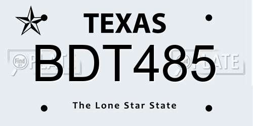 BDT485 Texas License Plate