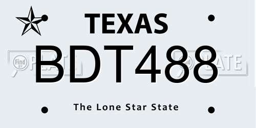 BDT488 Texas License Plate