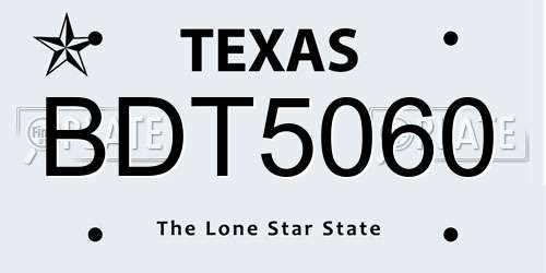 BDT5060 Texas License Plate