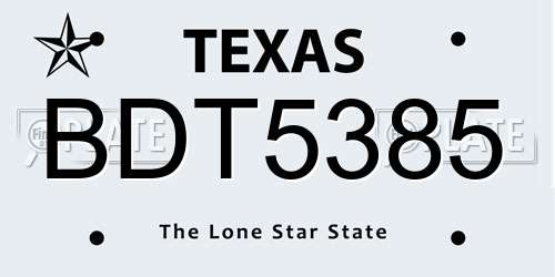 BDT5385 Texas License Plate