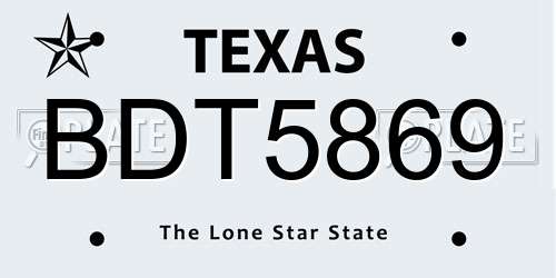 BDT5869 Texas License Plate
