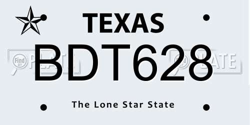BDT628 Texas License Plate