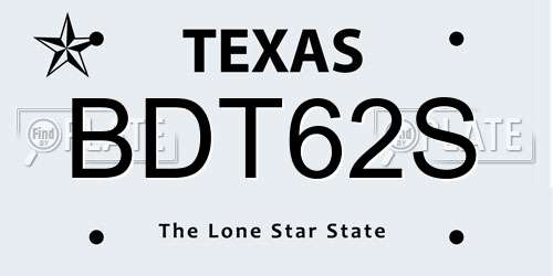 BDT62S Texas License Plate