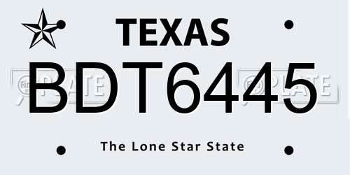 BDT6445 Texas License Plate