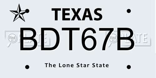 BDT67B Texas License Plate