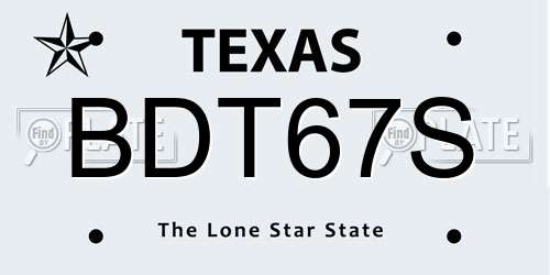 BDT67S Texas License Plate