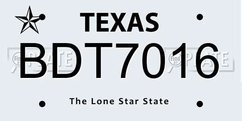 BDT7016 Texas License Plate
