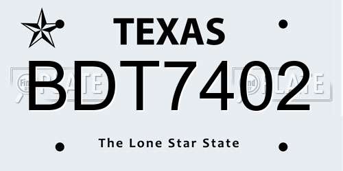 BDT7402 Texas License Plate