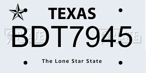 BDT7945 Texas License Plate
